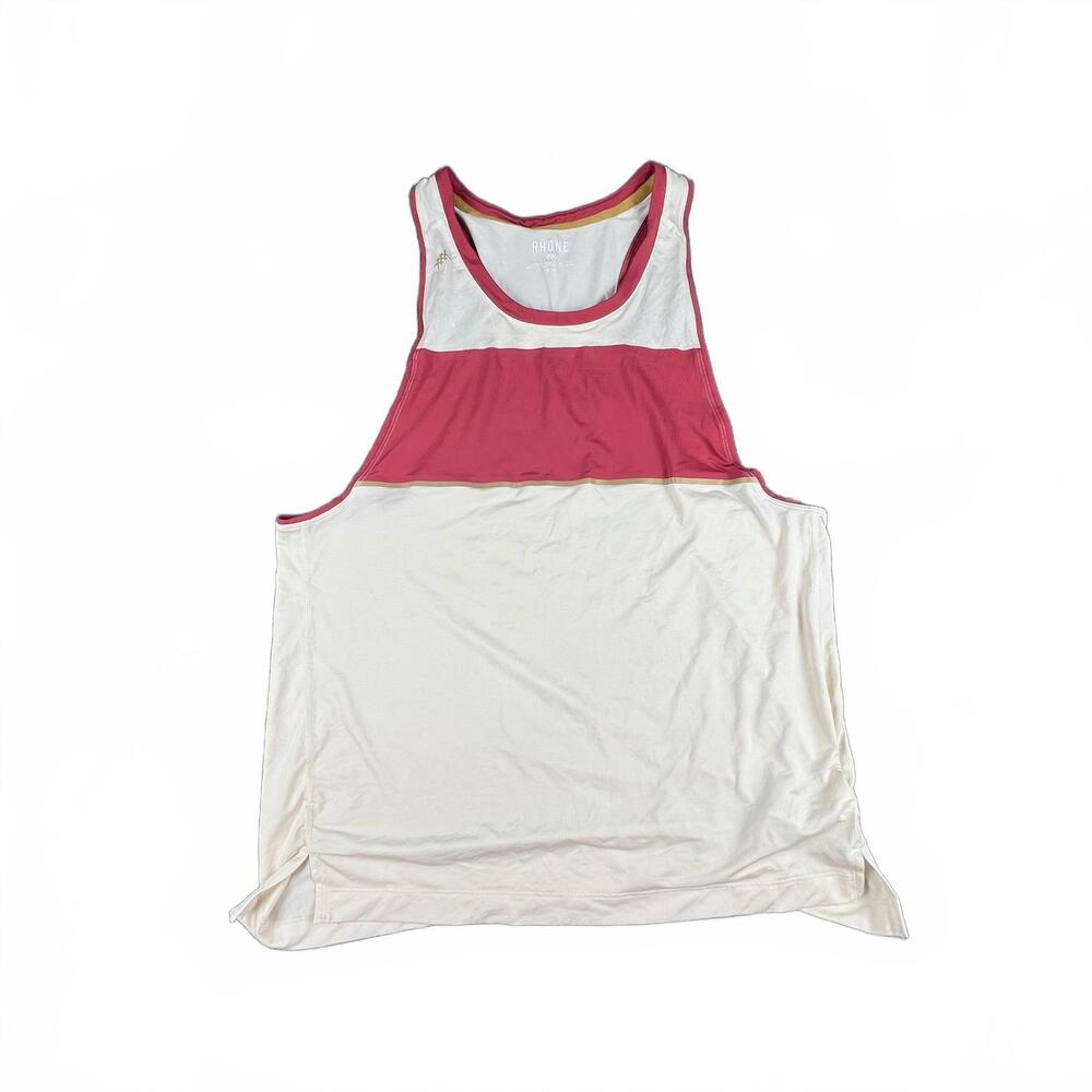 NWOT Rhone Mens Performance Tank Top – Colorblock Sleeveless– Beige/Red – M